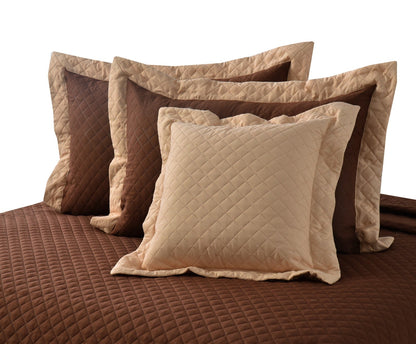 Quilted Luxury Bed Spread Set Brown