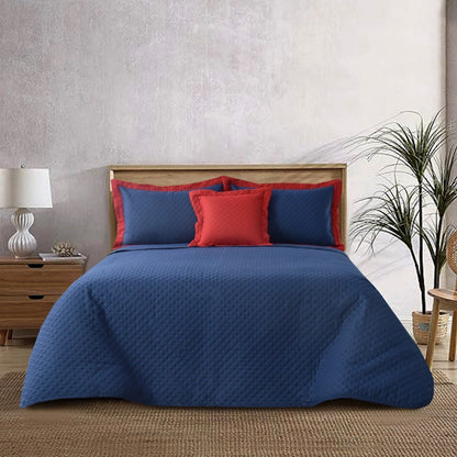 Ultrasonic Quilted Luxury Bed Spread Set Blue