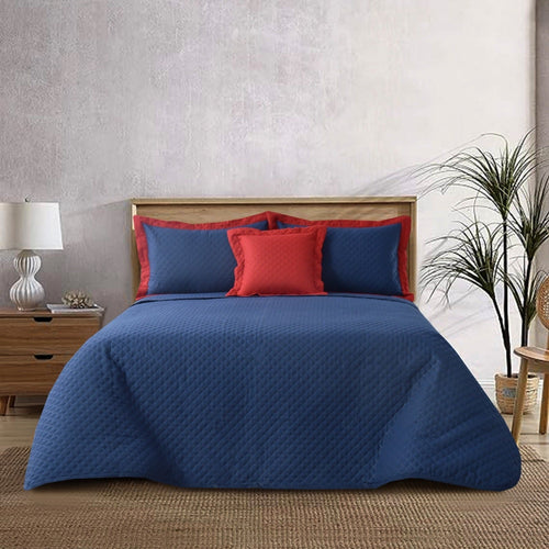 Ultrasonic Quilted Luxury Bed Spread Set Blue