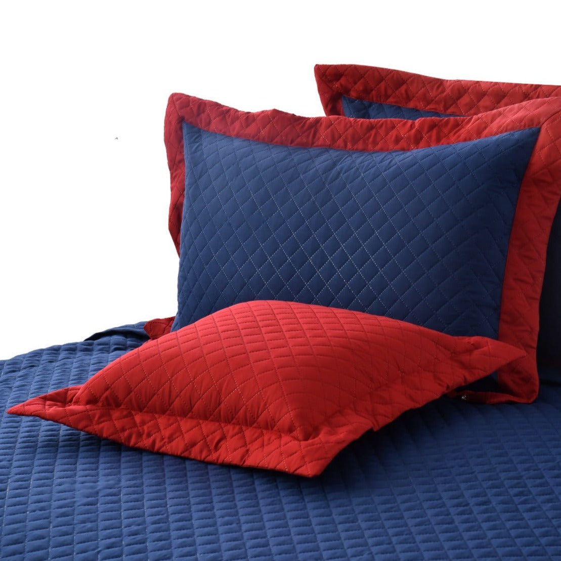 Ultrasonic Quilted Luxury Bed Spread Set Blue