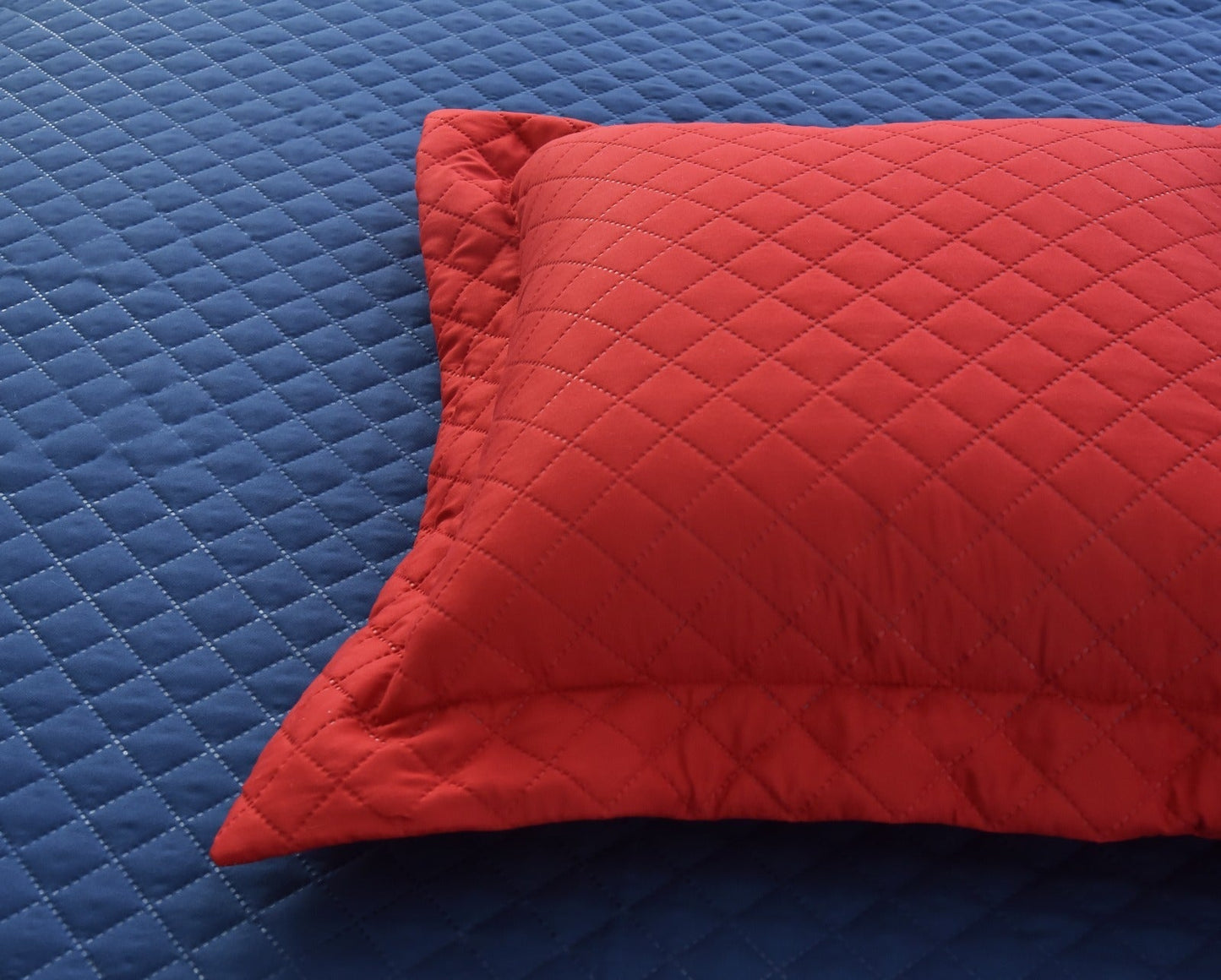 Ultrasonic Quilted Luxury Bed Spread Set Blue