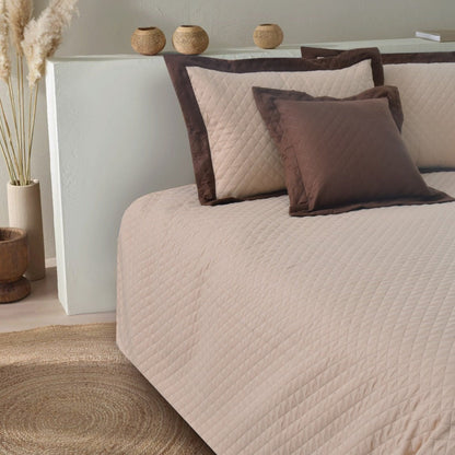 Quilted Luxury Bed Spread Set Brown