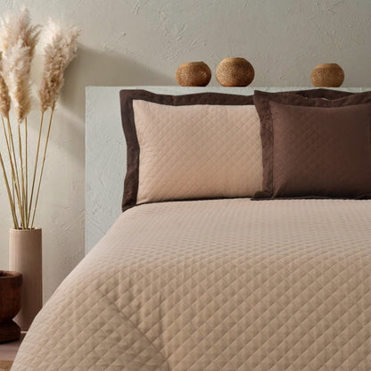 Quilted Luxury Bed Spread Set Brown