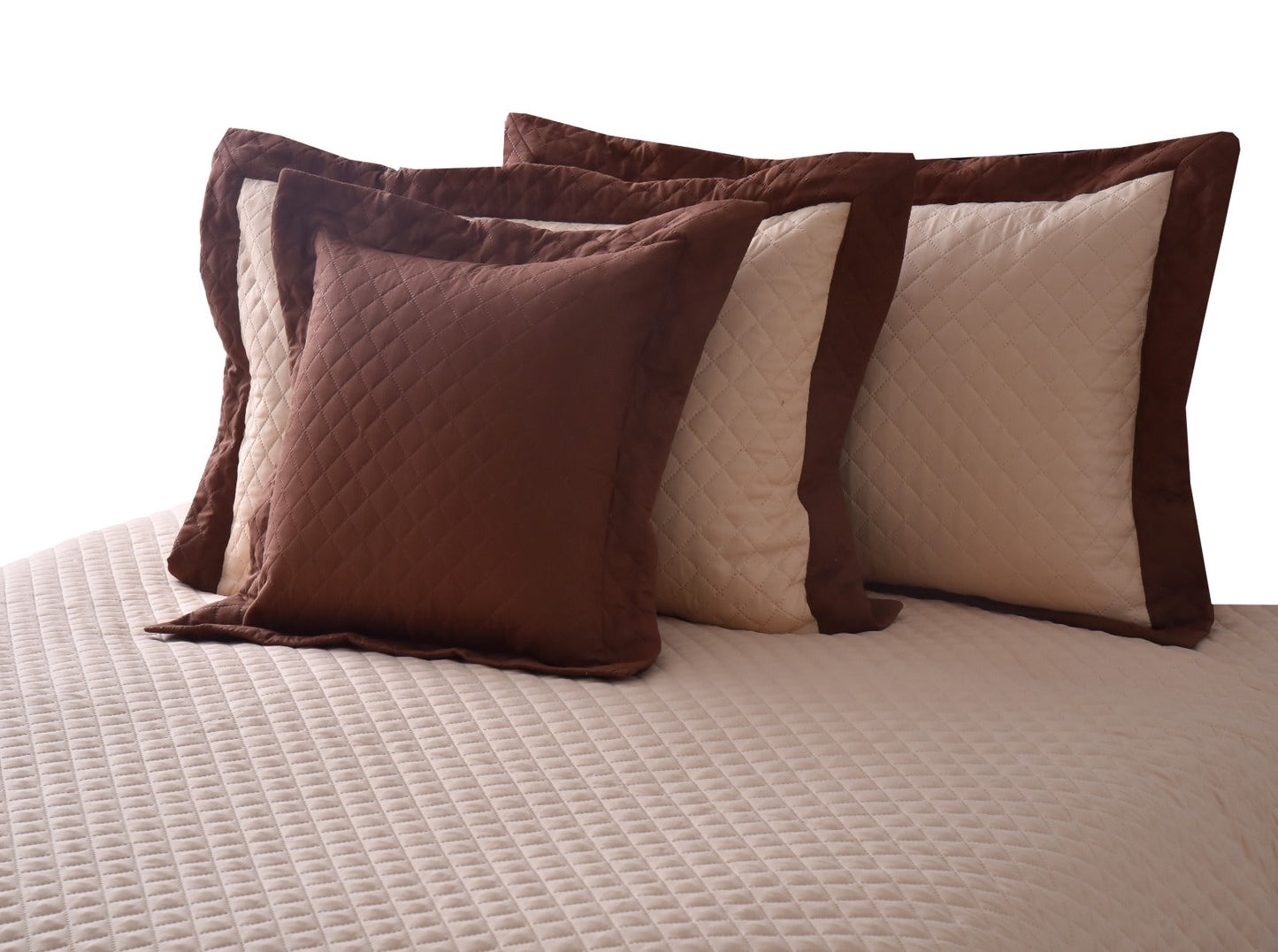 Quilted Luxury Bed Spread Set Brown